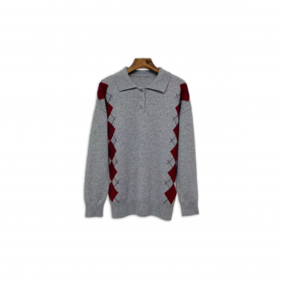 LOEWE DIAMOND-PATTERNED POLO SWEATER